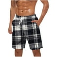 thumbnail image 2 of Busydd Mens Shorts Plus Size Shorts S-5XL Fashion Vintage Plaid Summer Shorts Elastic Waist Drawstring Casual Shorts Loose Oversized Beach Shorts for Men with Pockets, 2 of 5