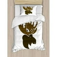 thumbnail image 3 of Moose Duvet Cover Set King Size, Deer Head Canadian Sacred Northern Wilderness Mammals Hunting Graphic, Decorative 3 Piece Bedding Set with 2 Pillow Shams, Army Green Green Brown, by Ambesonne, 3 of 3