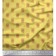 thumbnail image 1 of Soimoi Yellow Japan Crepe Satin Fabric Pomeranian Dog Printed Fabric 1 Yard 42 Inch Wide, 1 of 3