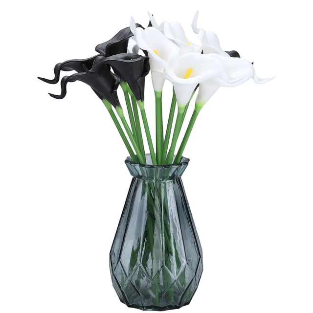 (6 piezas negras + 6 piezas blancas = 12 piezas / Tamaño de venta: 34 cm de largo) Flor artificial de lirio de cala