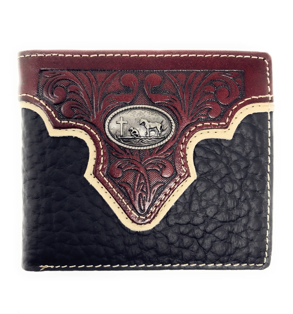 Quality Western floral Tooled Genuine Leather Men's Long Wallet Cowboy 
