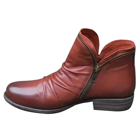 Womens Chelsea Ladies Zipper Chunky Low Heel Booties Ankle Boots Office Shoes | Walmart Canada