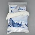 thumbnail image 2 of Ambesonne Nature Bedding Set 3 Pcs, Clouds on Summit Winter, Twin, Black and White, 2 of 3