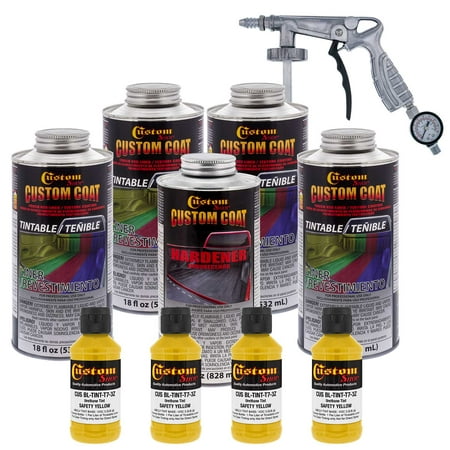 Bed Liner CUSTOM COAT SAFETY YELLOW 0.875 Gallon Urethane Spray-On Truck Kit w/ Spray