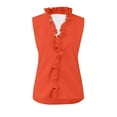 thumbnail image 4 of yunLCZ Basic T Shirts Womens Sleeveless Ruffle Peplum Front Tank Tops Casual Summer V Neck Shirts Women's Cap Sleeve Tank Tops Orange XXXL, 4 of 4