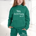 thumbnail image 2 of SUXIAN Children Boys and Girls Long Sleeve Letter Printed Lightweight Hoodie Sweatshirts and Long Pants Set Outfit Cozy Outfits Sweatsuits Sets Green 130, 2 of 7
