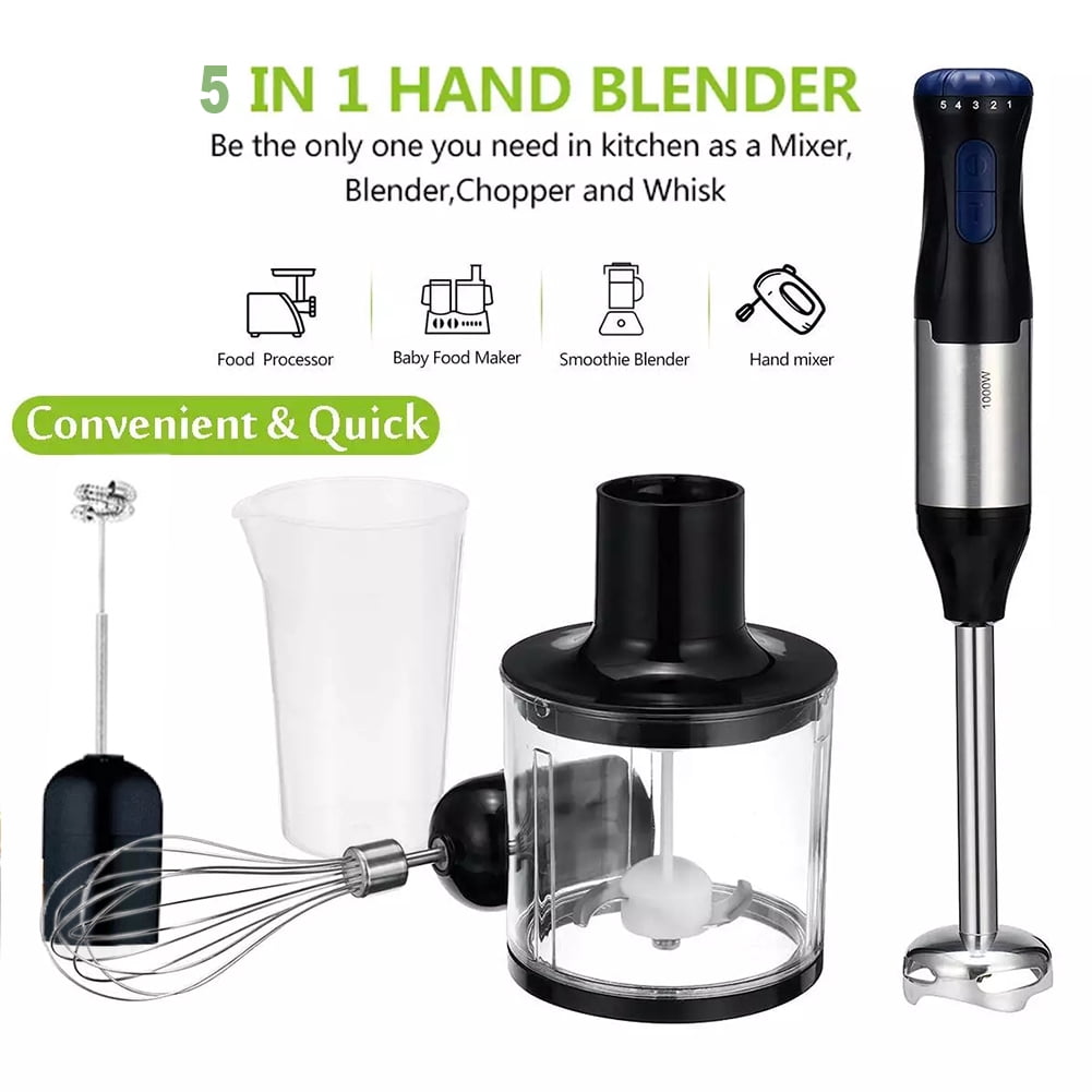 DEISNGB Hand Blender, 4-in-1 Immersion Hand Blender,5 Speed Turbo Mode Stick Blender for Make Smoothie, Milk Shakes,Juice ,Sauces