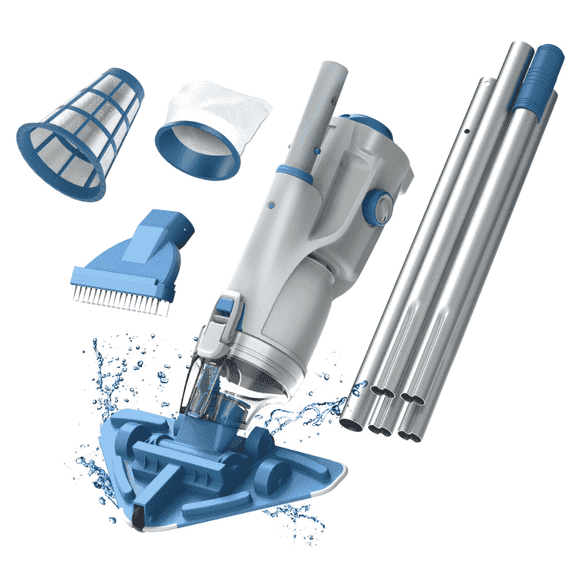 Kokido Rechargeable Handheld Pool Vacuum XTROVAC 320 Cordless with 6ft Pole, 2 Vac Heads, 2 Filters