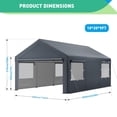 thumbnail image 6 of Yiwa 12'x20' Heavy Duty Carport Car Canopy, Portable Garage with Sidewalls, Doors & Ventilated Windows, UV Resistant, Waterproof(Gray), 6 of 7