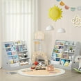 thumbnail image 4 of 4 Tier Kids Bookshelf and Storage Organizer, Five Layer Sling Children Bookcase, Baby Toddler Wooden Book Shelf, Display Cabinet for Playroom, Bedroom, Classroom, Nursery, School (Grey), 4 of 14