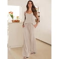 thumbnail image 3 of Set lounge de lino de 2 piezas ANRABESS para mujer, color albaricoque, XL, 3 of 8