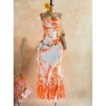 thumbnail image 4 of Women's Vintage Floral Print Draped Neck Layered Ruffle Hem Maxi Dress, Vacation Summer Style, 4 of 10