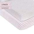 thumbnail image 6 of Waterproof Changing Pad Cover Set | Cradle Sheet Set by Ely's & Co no Need for Changing Pad Liner Mauve Pink Splash & Stripe 2 Pack for Baby Girl, 6 of 6