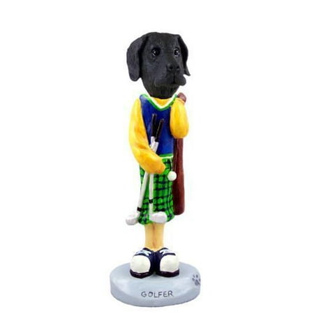 Black Great Dane Figurine - Great Dane Black w/Uncropped Ears Golf Doogie Collectable Figurine
