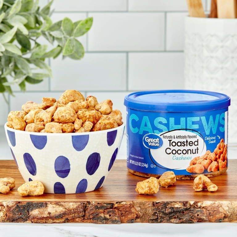 Great Value Toasted Coconut Cashews, 8.25 oz snack with roasted