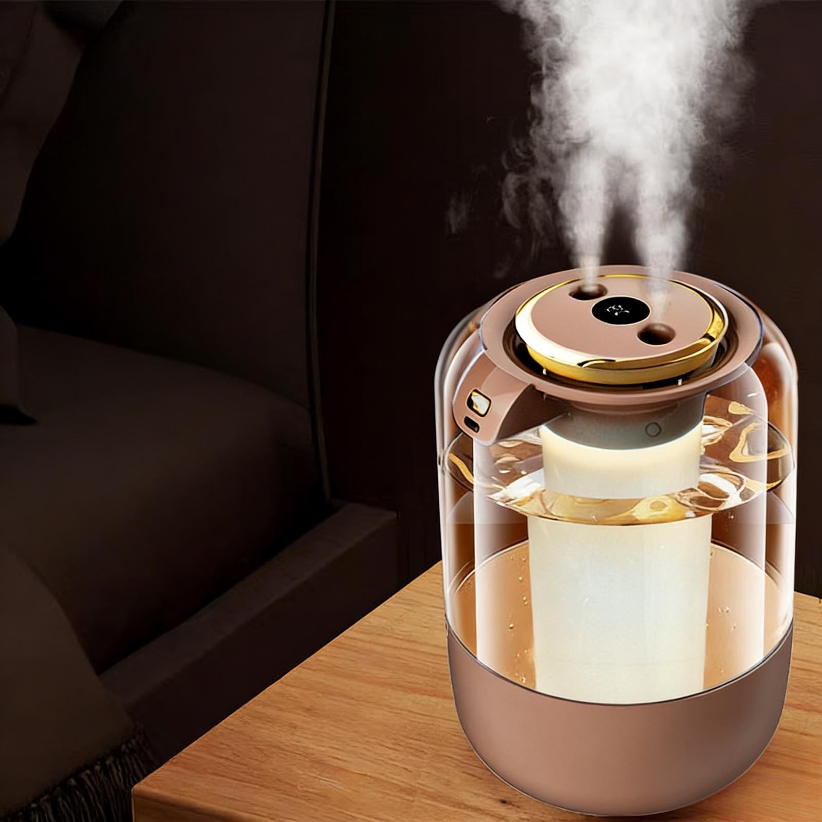 2L Cool Mist Humidifier USB, Large Capacity Quiet Bedroom Humidifier with Night Light Digital Display Timer, for Home Office Sleep Air Moisturizing