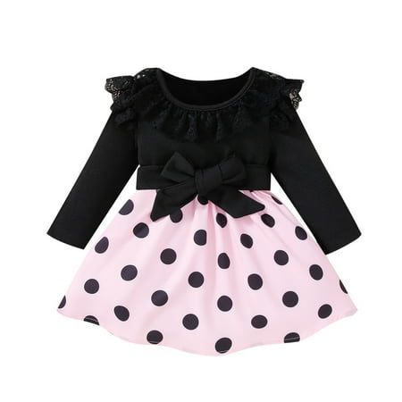 

Infant Baby Newborn Boys Cotton Polka Dot Bow Tie Spring Long Sleeve Princess Dress Fashion Clothes