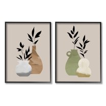 Stupell Industries Modern Ikebana Plant Vases Graphic Art Black Framed Art Print Wall Art, Set of 2, Design by Jacob Green