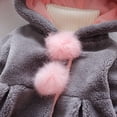 thumbnail image 4 of SILVERCELL Winter Long Hooded Jacket with Rabbit Ear for Girls Button Solid Color Plush Thick Coat for 9M-4T Infant Toddler, 4 of 7