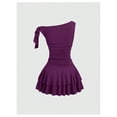 thumbnail image 2 of Vestido Floerns Mini con hombros descubiertos, estampado floral de metal, color morado, talla M, par, 2 of 5