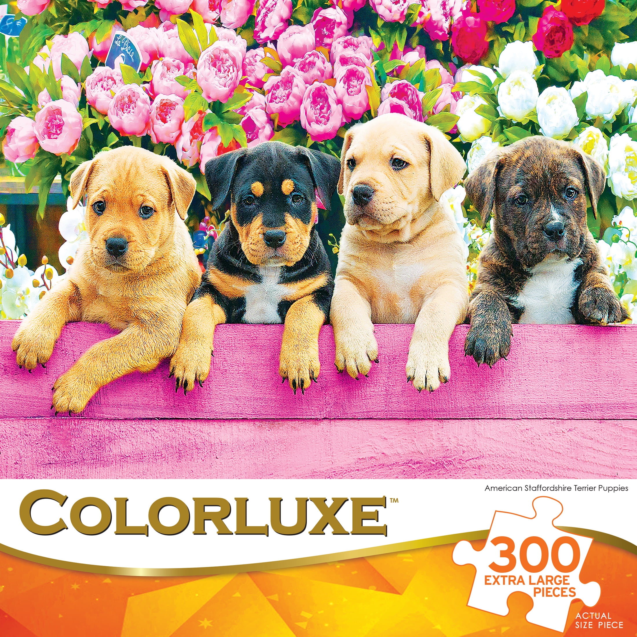 RoseArt Colorluxe 300 Piece American Staffordshire Puppies Jigsaw Puzzle