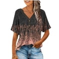 thumbnail image 3 of TaTaai Women Casual V Neck Short Sleeve All Over Print T Shirt Fashion Loose Button Top Ladies Daily Commute Festival Event Wear Soft Comfortable Non See Through Stylish Top Gift, 3 of 6