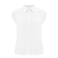 thumbnail image 5 of Pxiakgy Linen Shirts for Women Women's Elastic Cuffs Cotton Linen Button Up Shirt for Daily Casual Commuting Summer Loose Fit Sleeveless Button Down Shirts for Women White Xl, 5 of 7