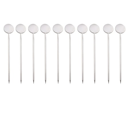 

HOMEMAXS 10 Pcs Cocktail Picks 304 Stainless Steel Dessert Picks Round Shaped Food Fruit Picks for Holiday Festival (Silver)
