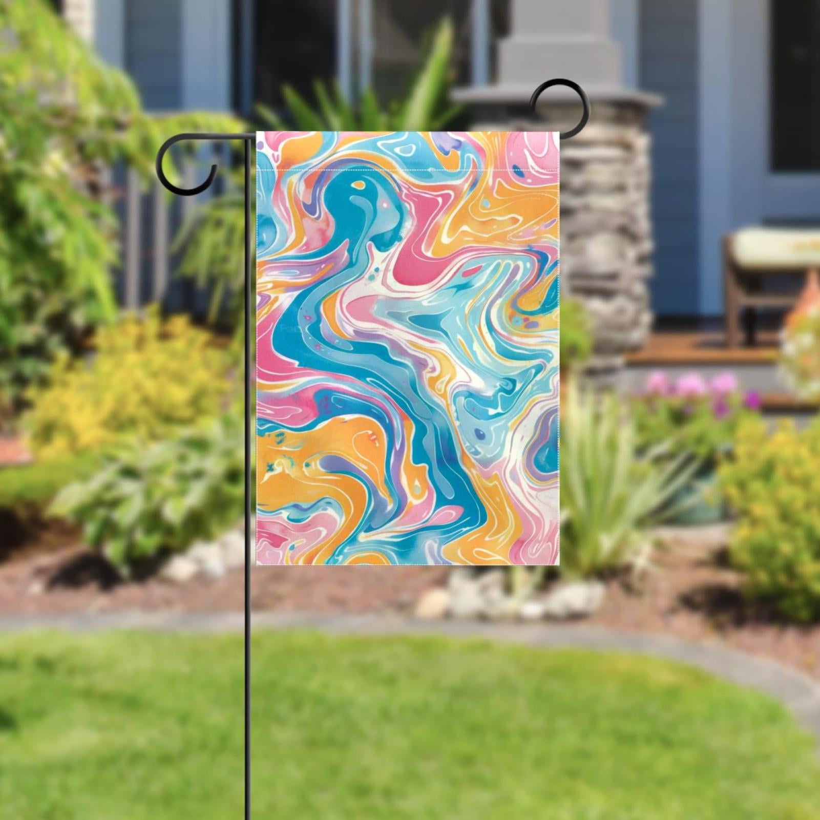 Marbling Seamless Pattern Double Sided Garden Flag Decorative Weather Resistant Yard Flag, Large DIY Vertical Flag for Farmhouse Patio Lawn, 28x40 Inch