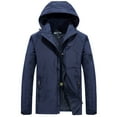 thumbnail image 1 of Frontwalk Men Jacket Solid Color Parka Stand Up Neck Coat Outdoor Breathable Outwear Hooded Royal Blue XL, 1 of 2