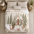 thumbnail image 4 of Winter Cottage Snowy Scene Holiday, Festive Holiday Scene, Warm Flannel Blanket for Cabin and Lodge with Detailed Artwork, Art Lovers Housewarming Gift, Festive Home Decor, 4 of 7