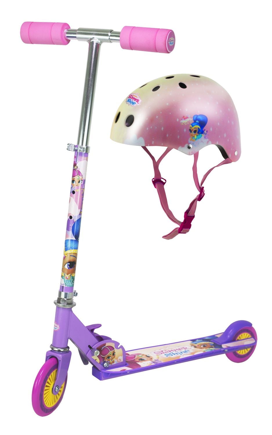 Combo set of Shimmer & Shine Folding Scooter + Multi-Sport Helmet