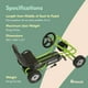 thumbnail image 5 of Hauck Lightning Ride On Pedal Go Kart portátil de juguete con asiento ergonómico ajustable, freno de mano y manejo afilado para niños y niñas, verde, 5 of 5