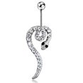 thumbnail image 1 of 1 pieza Piercing para el cuerpo, joyería, aleación de acero inoxidable, anillo brillante para el vientre con diamantes de imitación, 1 of 8