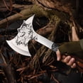 thumbnail image 3 of Portable Tactical Hatchet Camping Axe Wooden Handle Survival Wolf-head Axe, 3 of 5