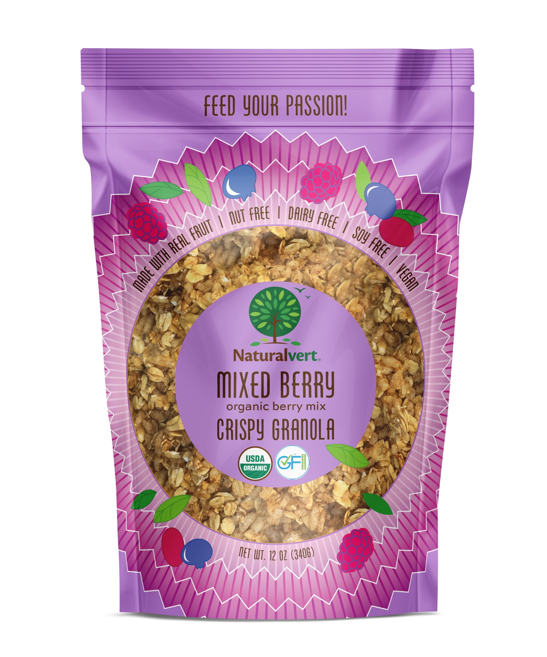 Naturalvert Organic, Gluten free, Vegan granola- Mixed Berry Vegan (12oz)