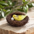 thumbnail image 4 of Artificial Sparrow Nest Set, 2 Clip On Birds with Rattan Nest and Faux Eggs, Realistic Feathered Ornaments for Tree and Wreath - Yellow, 4 of 6