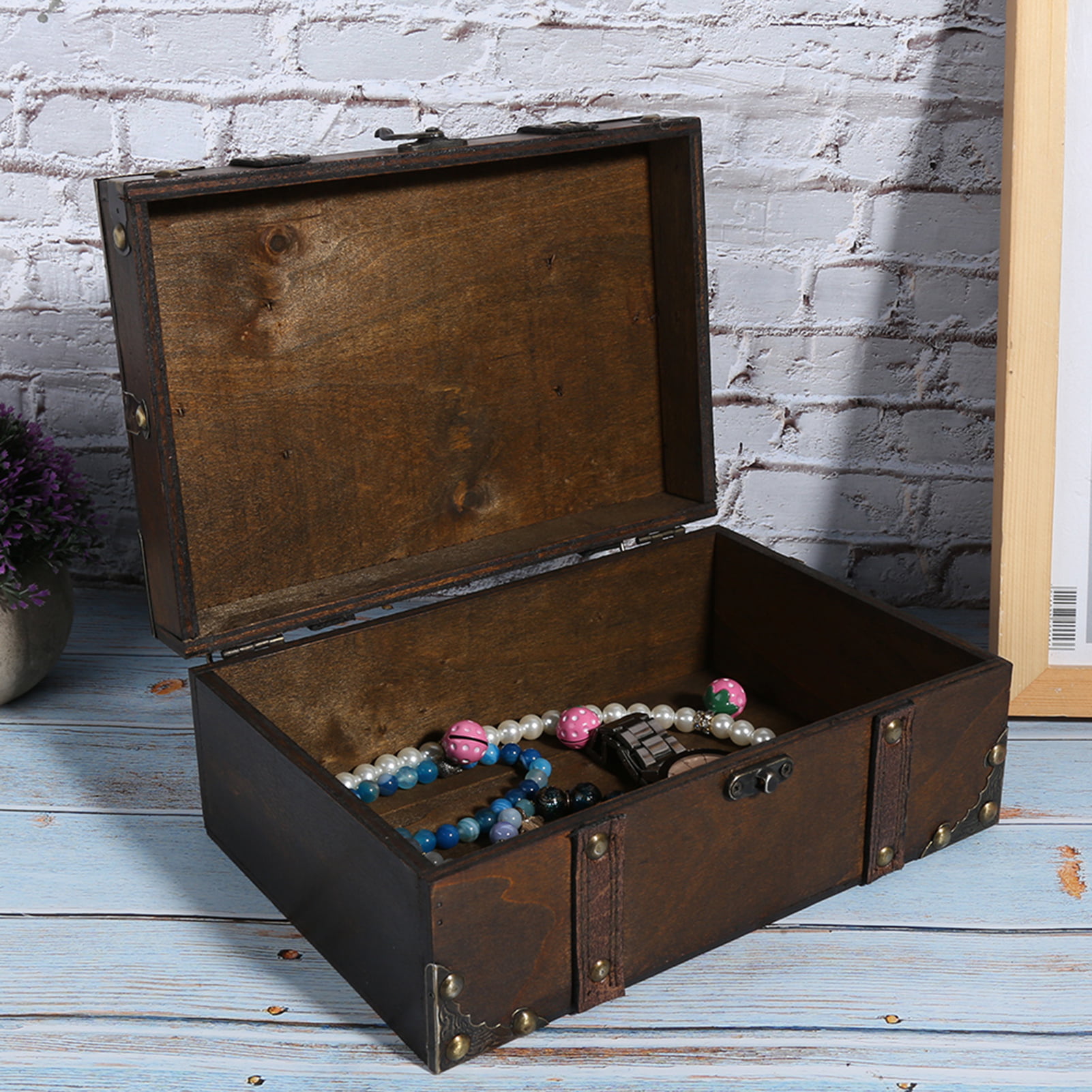 Antique Iron Door Lock Drawer Jewelry Wooden Box Cabinet - Temu