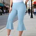 thumbnail image 2 of RongHuan Women's Plus Size Yoga Capris Stretch Casual Flare High Waisted Athletic Leggings with Pockets Summer Workout Pant, 2 of 7