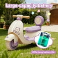thumbnail image 3 of 12V Kids Motorcycle, 3-Wheel Stable Design, Ride On Toy for Kids w/Remote Control, Toddler Battery Powered Car w/Wooden Handle, Slow Start & Stop, Bluetooth, Led Lights, Anti-Slip Wheels, Purple, 3 of 7
