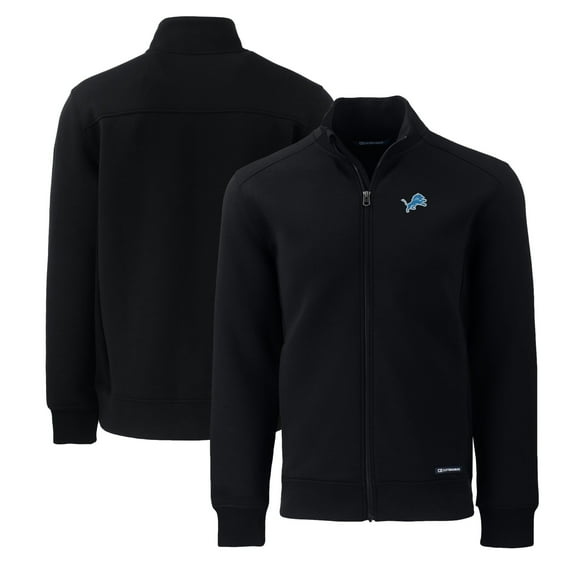 Men's Cutter & Buck Black Detroit Lions Big & Tall Roam Eco Recycled Full-Zip Jacket