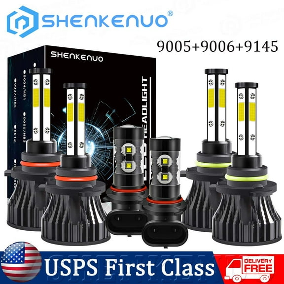 Fit for Chevy Silverado 1500 2500 3500 HD (2003-2006) LED Headlight Bulbs 9005/HB3 High Beam   9006/HB4 Low Beam   9145 LED Fog Light ,Super Bright 6500K Cool White,Pack of 6