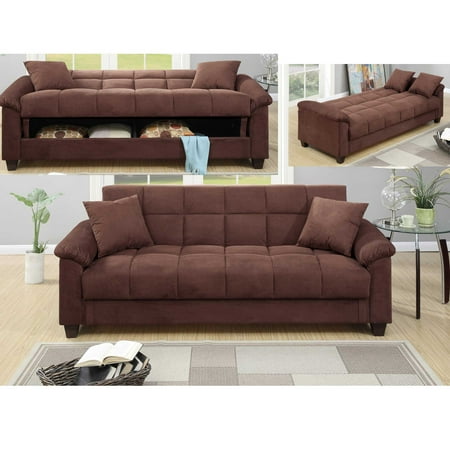Chocolate Microfiber Storage Futon Sofa Bed Chocolate Microfiber Storage Futon Sofa Bed