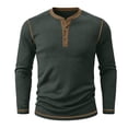 thumbnail image 2 of SAWOBUUN Mens Long Sleeve Ribbed Henley Shirt Slim Fit Color Block Knit Pullover Top Casual Stretch Thermal Undershirt for Fall Winter, 2 of 6