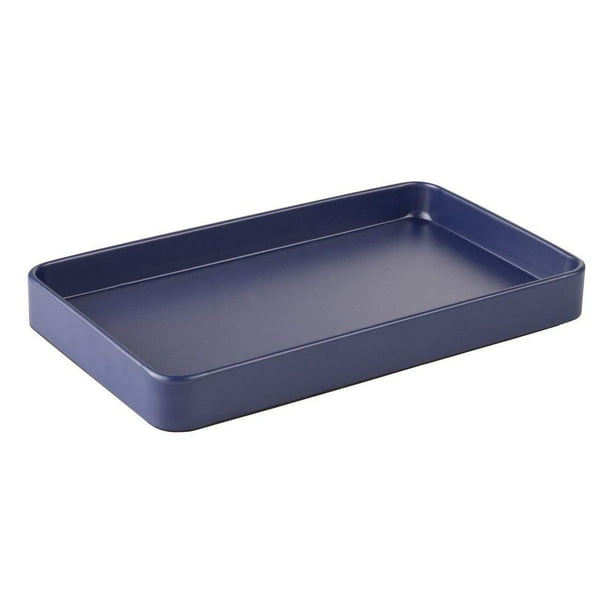 InterDesign Gia Guest Towel Holder Countertop Vanity Tray Matte Navy