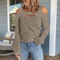 thumbnail image 4 of Blusa Informal, Top Con Hombros Descubiertos Para Mujer, Diseño Recortado, Manga Larga, Cuello Cuadrado Para Uso Diario ANGGREK Otros, 4 of 5
