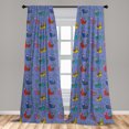 thumbnail image 5 of Ambesonne Llama Curtains, Cartoon Animal Triangles, Pair of 28"x84", Multicolor, 5 of 5