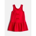 thumbnail image 2 of Wonder Nation Toddler Girls Bow Front Dress and Ribbed Tee, 2 Piece, Sizes 12M-5T, 2 of 3