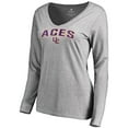 thumbnail image 2 of Women's Ash Evansville Purple Aces Proud Mascot Long Sleeve T-Shirt, 2 of 3