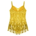 thumbnail image 6 of Manyakai Girls Tango Latin Dance Dress Sequin Tassel Dress Professional Competition Ballroom Samba Gold 8, 6 of 7